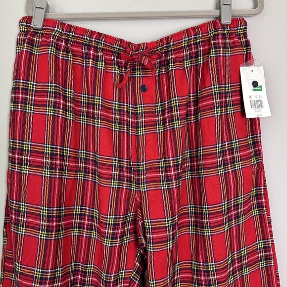 Crown & Ivy Pajama Pants Mens Large Red Flannel Plaid Lounge Sleepwear NWT Cozy - Picture 2 of 8